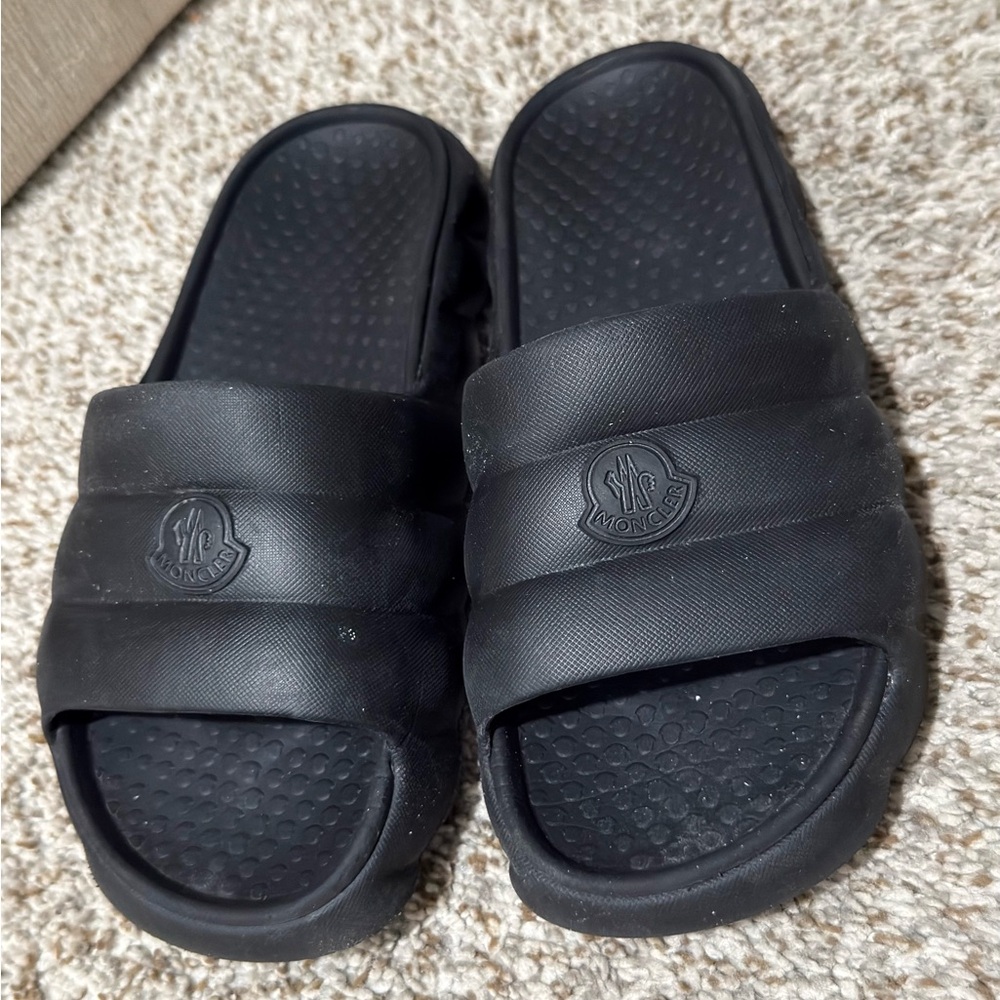 Moncler Black Padded Logo Slide Sandals size 7.5 US 38 EU